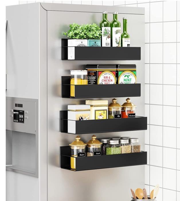Magnetic Spice Rack Organizer for Refrigerator Kitchen Shelf Space Saving