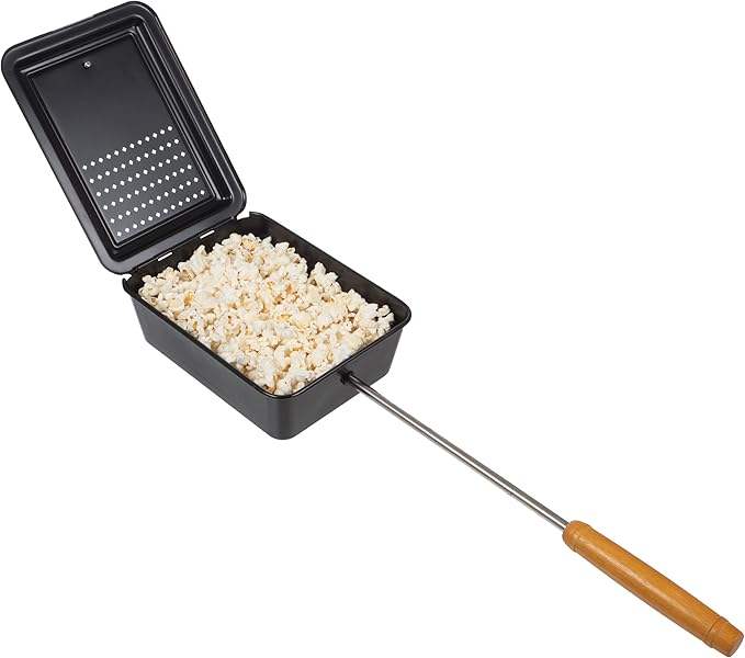 Creative Popcorn Cooker-Old Fashioned Popcorn Maker with Non-Stick Surface and Extended Handle-for Campfires, Bonfires