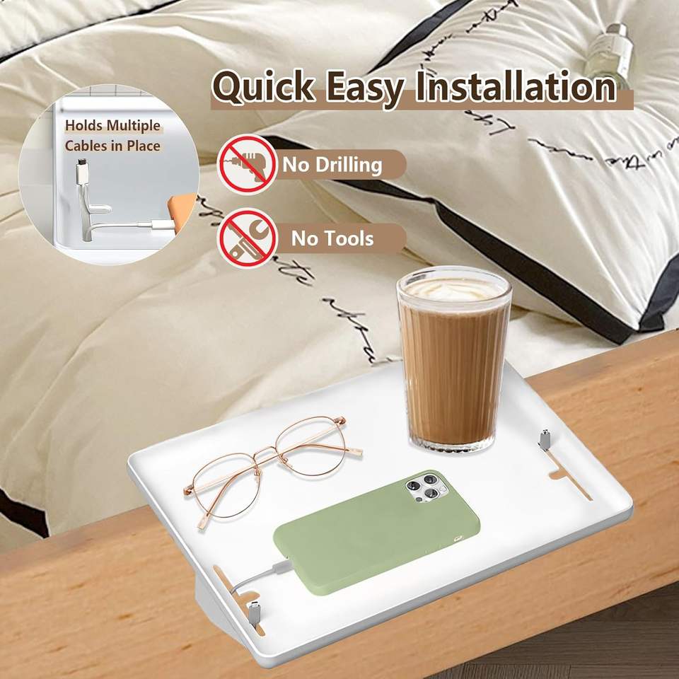 Foldable Nightstand Shelf and Bedside Caddy Organizer