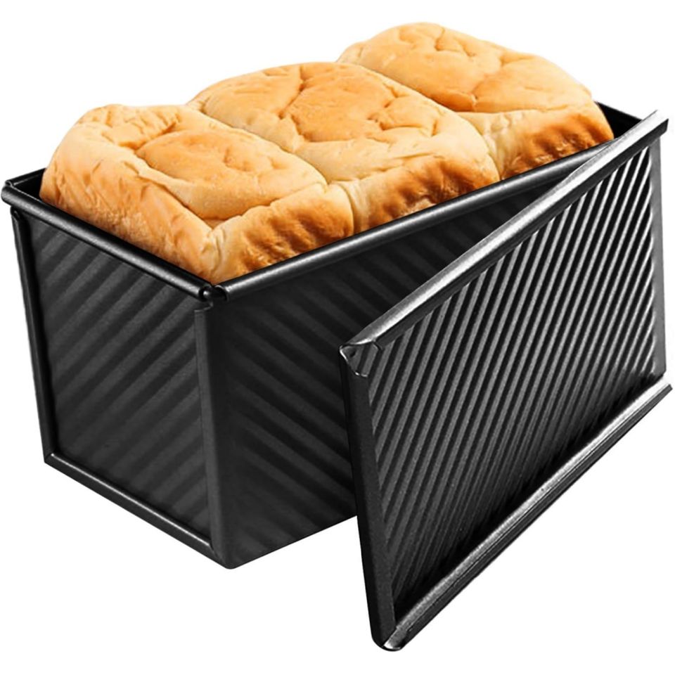 1lb Carbon Steel Loaf Pan with Non-Stick Coating and Lid