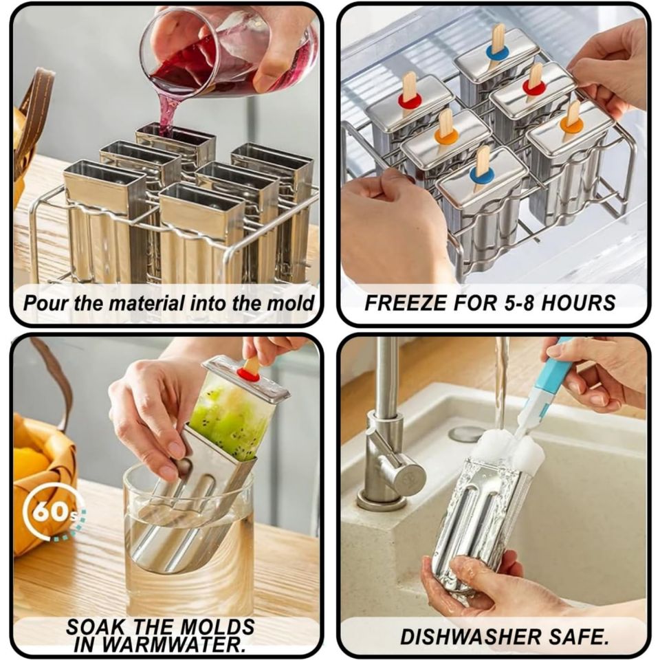 Stainless Steel 85ml Capacity Popsicle Ice Lolly Mold for DIY Home Use - Ideal for Jelly/Pudding and Ice Cream Crafting
