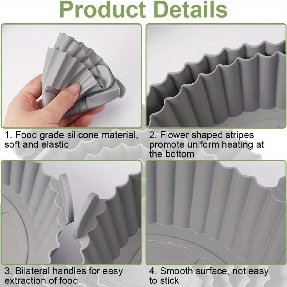 6-Piece Silicone Liner Basket Set for Air Fryer Baking Accessories for Fryer and Oven Use