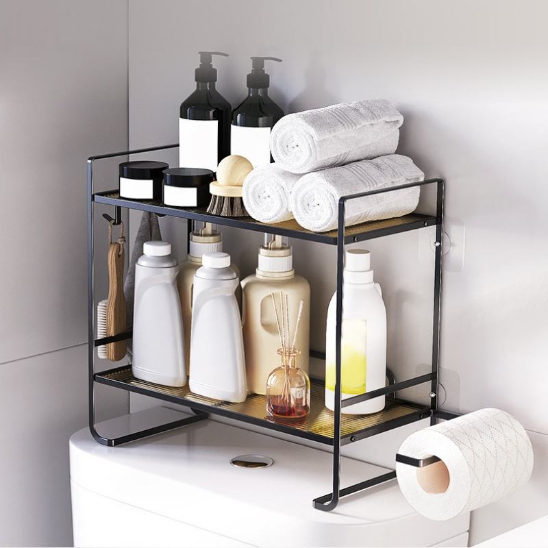 Double-Layer Metal Storage Shelf Bathroom Organizer