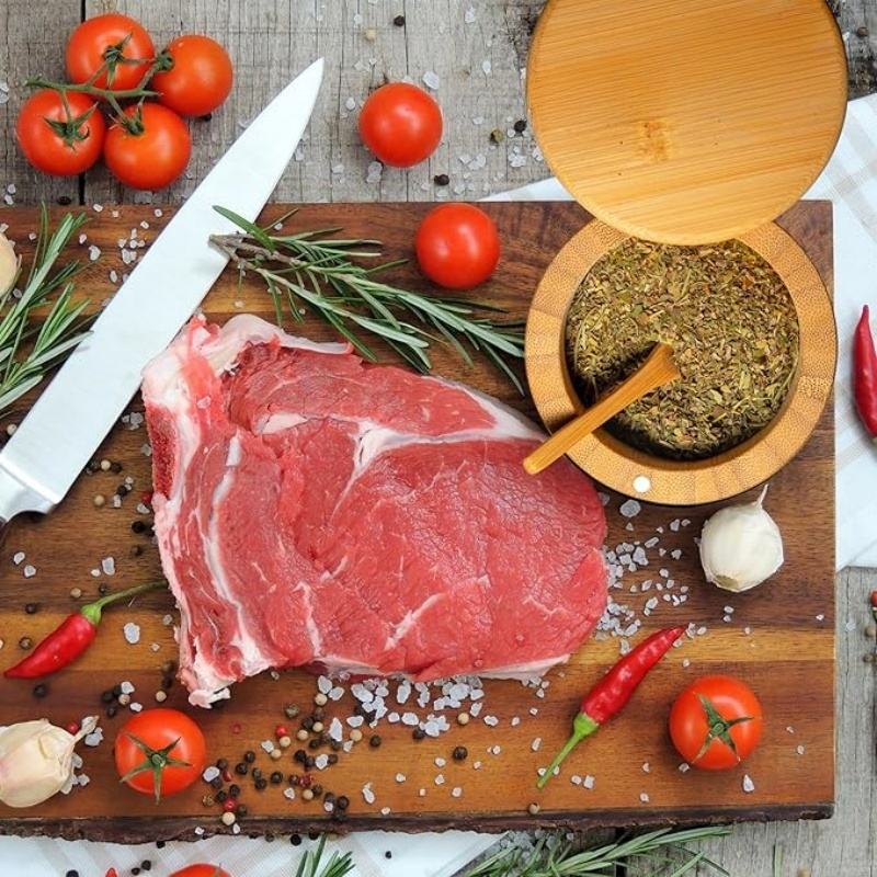 Bamboo Kitchen Salt and Pepper Organizer with Magnetic Swivel Lid for Storing Pepper Spices