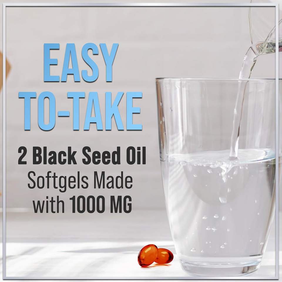 BioFlex Halal-Certified Extra Strength Black Seed Oil Softgels 60 Softgels 1000mg for Adults