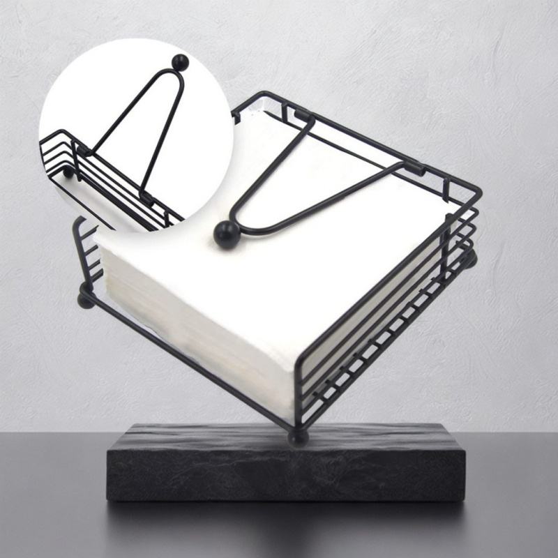 Modern European Creative Square Napkin Holder - Flat Metal with Weighted Arm for Kitchen and Car