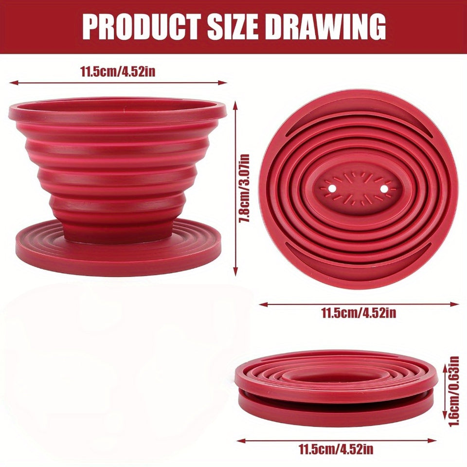 Foldable Coffee Dripper for Camp Coffee, Reusable Silicone Coffee Filter Holder for Camping and Travel