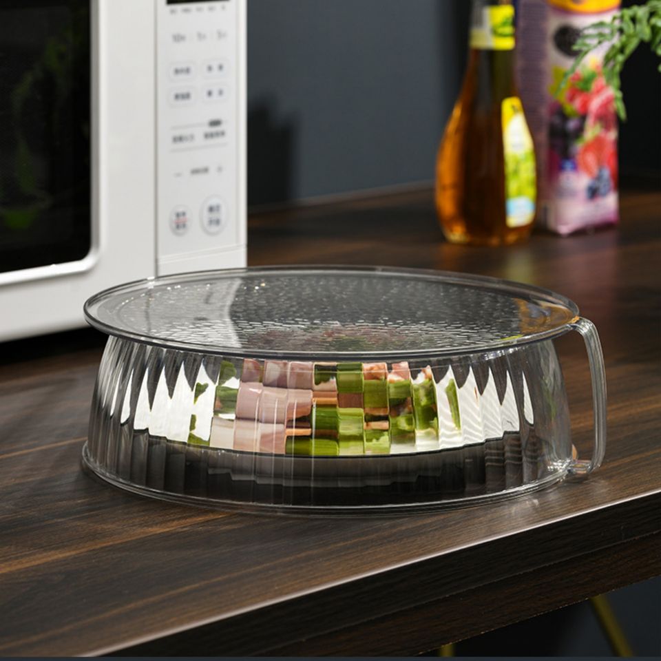 Reusable Stackable Round Transparent Food Cover Heat-Resistant Plastic Lid Organizer Kitchen Fly Protection