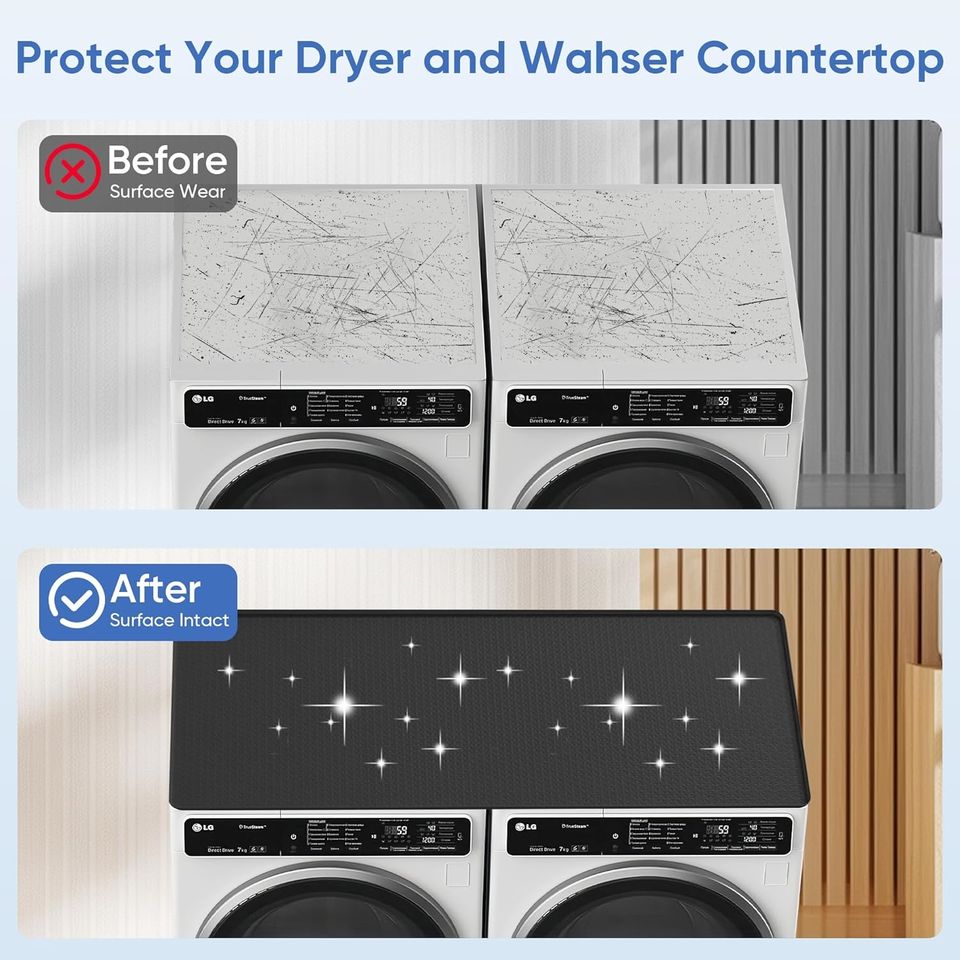 Silicone Laundry Work Surface for Washer and Dryer Organizing and Storage