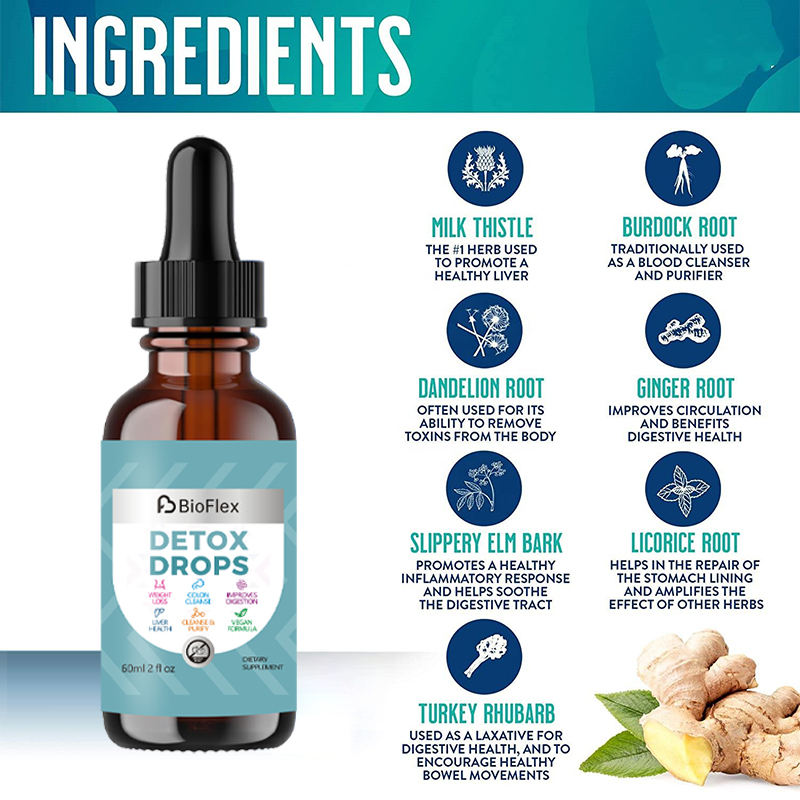 Natural Herbal Colon Liver Cleanse Detox Liquid Drops Health Extract Supplement for Adult Weight Loss