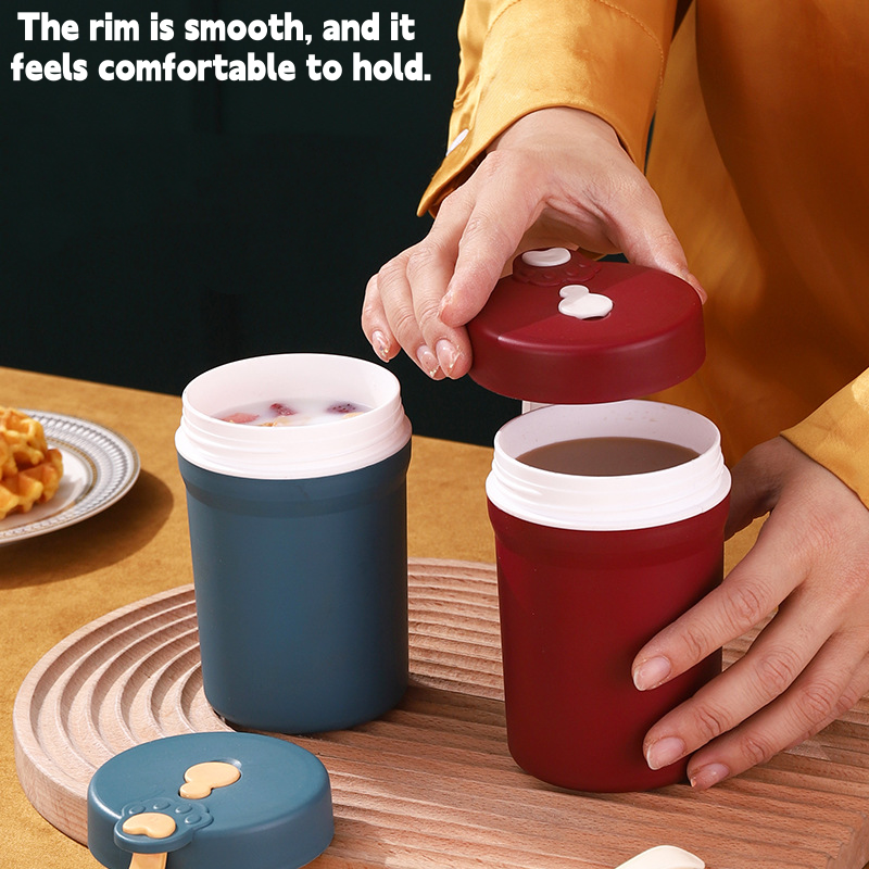 Portable PP Material Scald-Proof Coffee Mug with Lid for Home, Outdoor, Camping, Breakfast, Wheat Soup Cup, Hand Washable