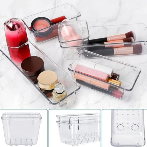 28-Piece Set Multifunctional Transparent Drawer Organizer for Spices and Cutlery