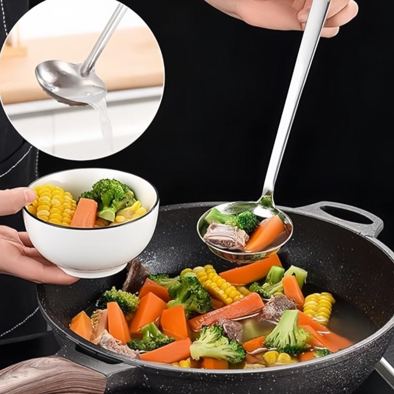 Durable Stainless Steel Ladle and Strainer Set for Soup Preparation and Serving