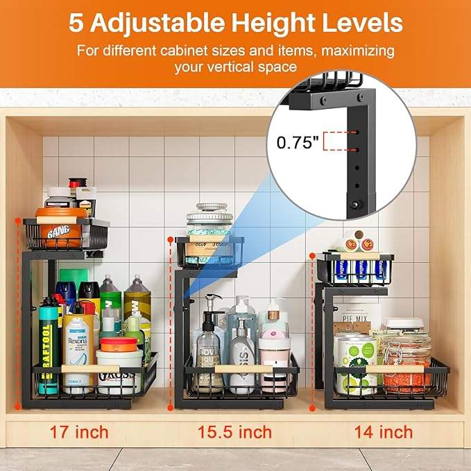 Adjustable Under-Sink Storage Rack and Spice Organizer