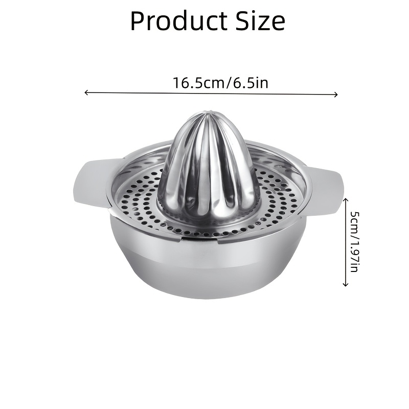 Stainless Steel Manual Citrus Juicer, Multifunctional, Dishwasher-Safe