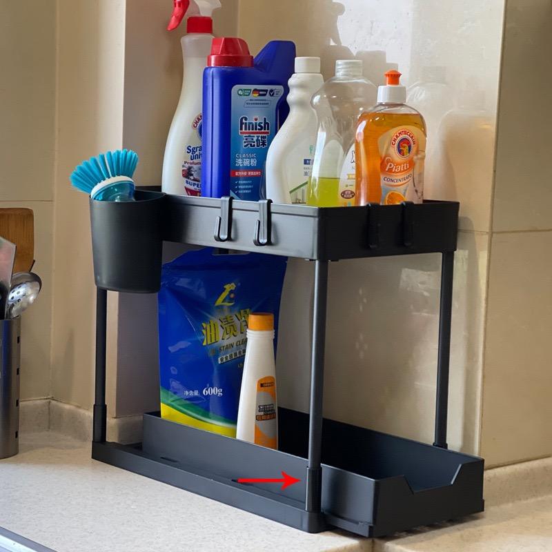 Multifunctional Pull-Out Storage Shelf Under Sink Organizer Kitchen and Bathroom Countertop Organizer