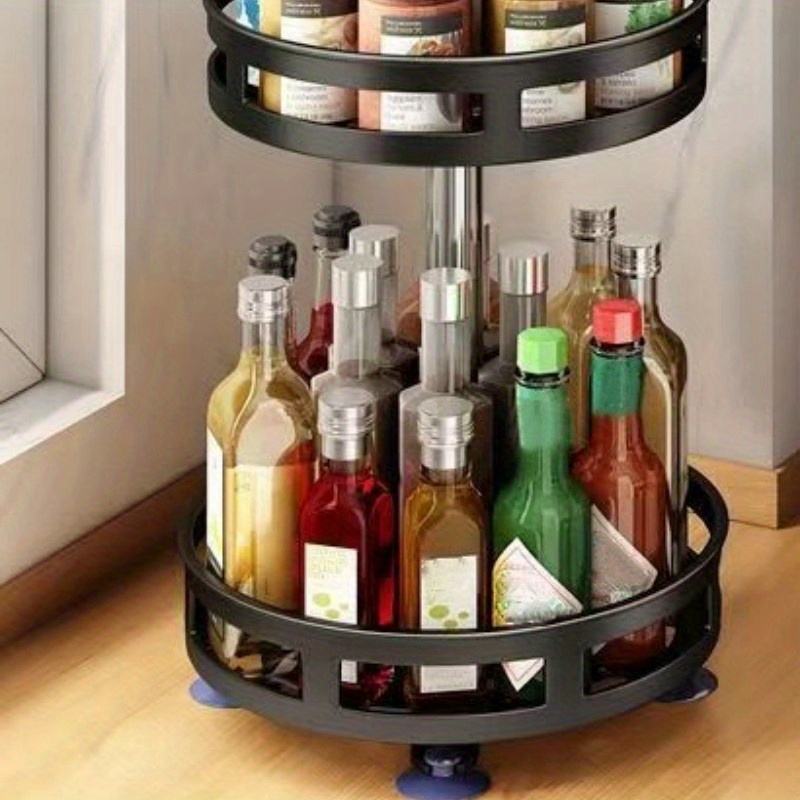 3-Tier Rotating Metal Kitchen Spice Rack, Spice Glass Organizer for Kitchen Accessories