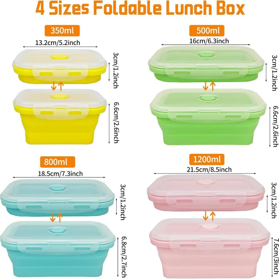 Collapsible Silicone Lunchbox - Food-Grade BPA-Free Container with Lid
