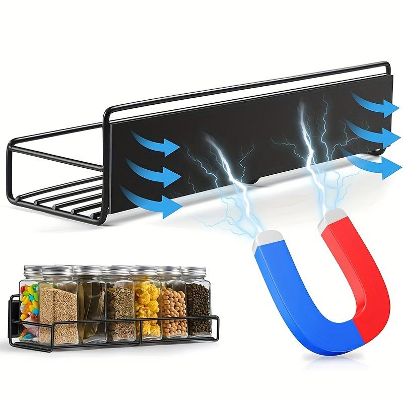 Magnetic Spice Rack Organizer for Fridge and Microwave, Magnetic Refrigerator Shelf for Glasses, Spices