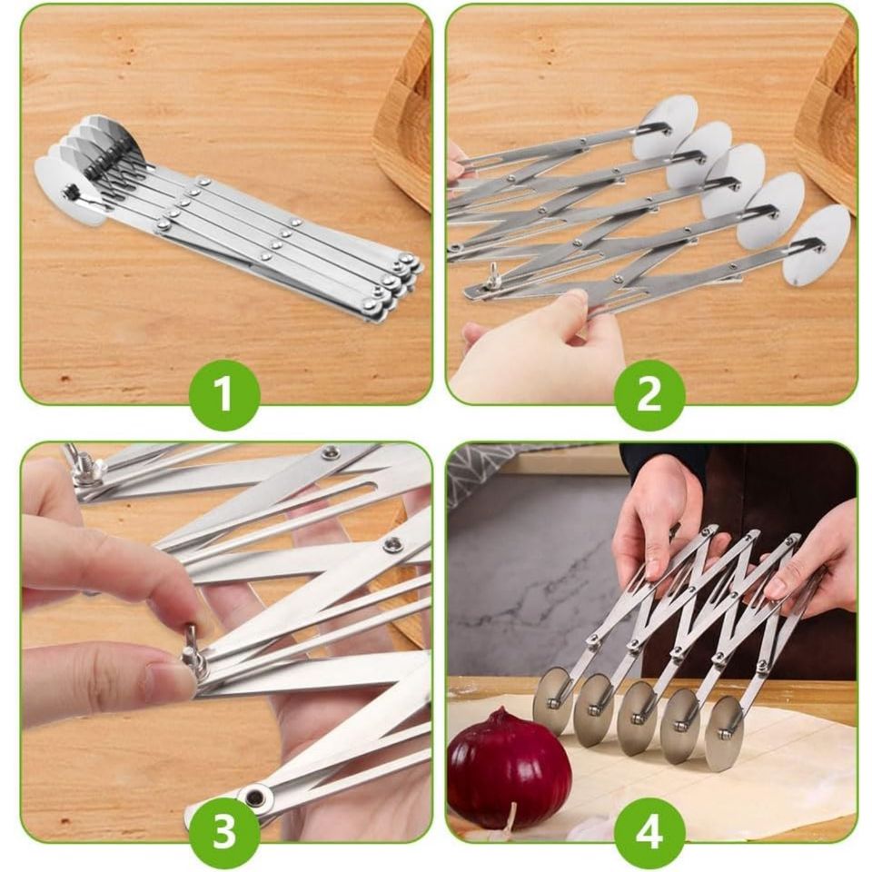 Stainless Steel Environmentally Friendly Dough Cutter Baking Tool Dough Divider 7 Wheels Flexible Roller Rounder Box