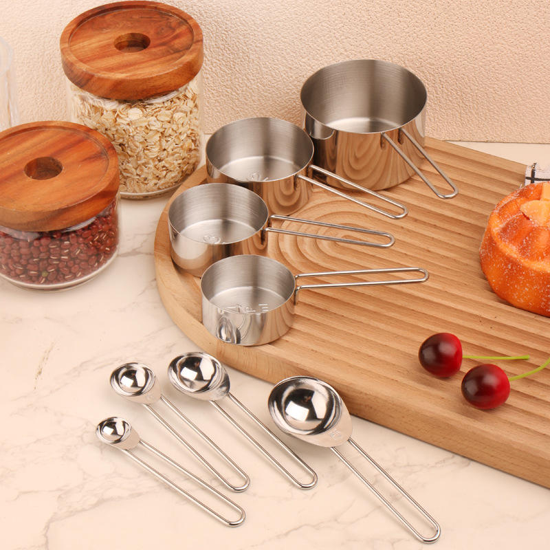 9-Piece Metal Measuring Cup and Stainless Steel Measuring Spoon Set for Kitchen