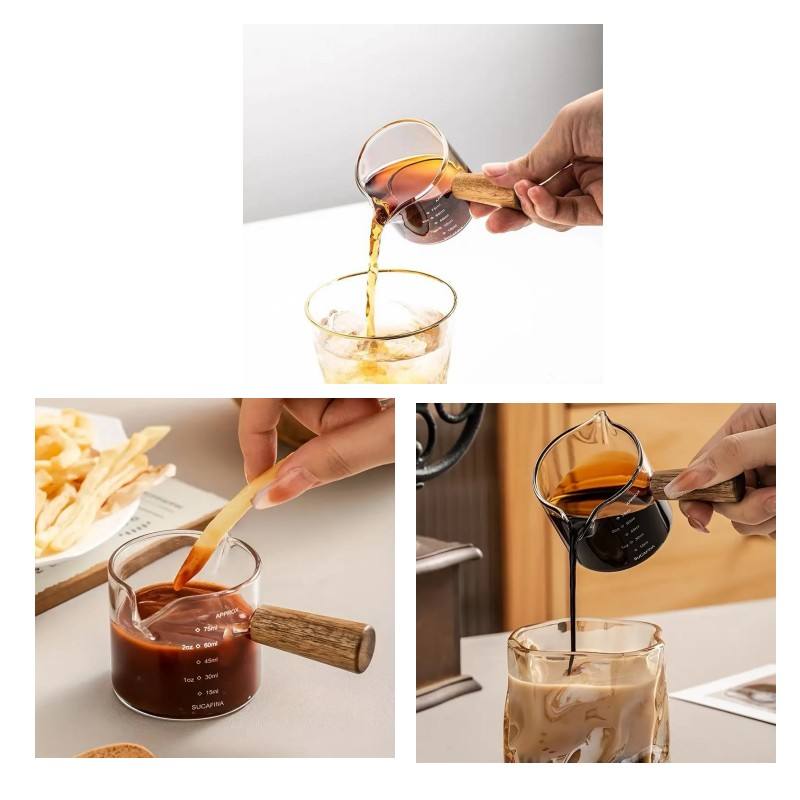 Creative Reusable Glass Coffee Mug with Wooden Handle for Cafe/Milk Tea and Coffee