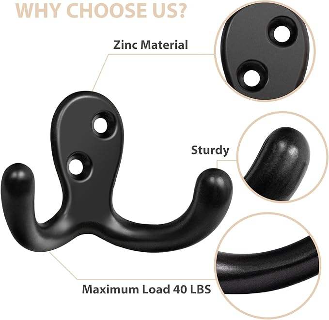 High-Performance Double Prong Metal Clothes Hooks