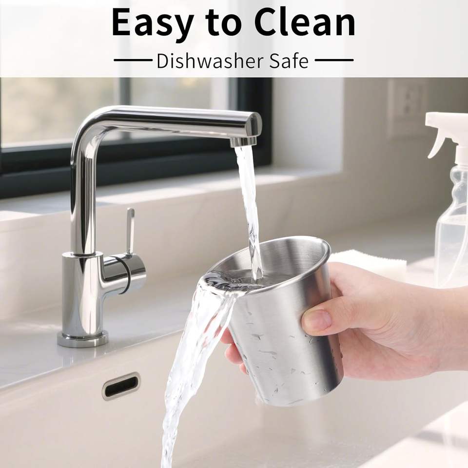 6 oz Stainless Steel Unbreakable Contemporary Design Water and Wine Cup for Parties Restaurants Bars