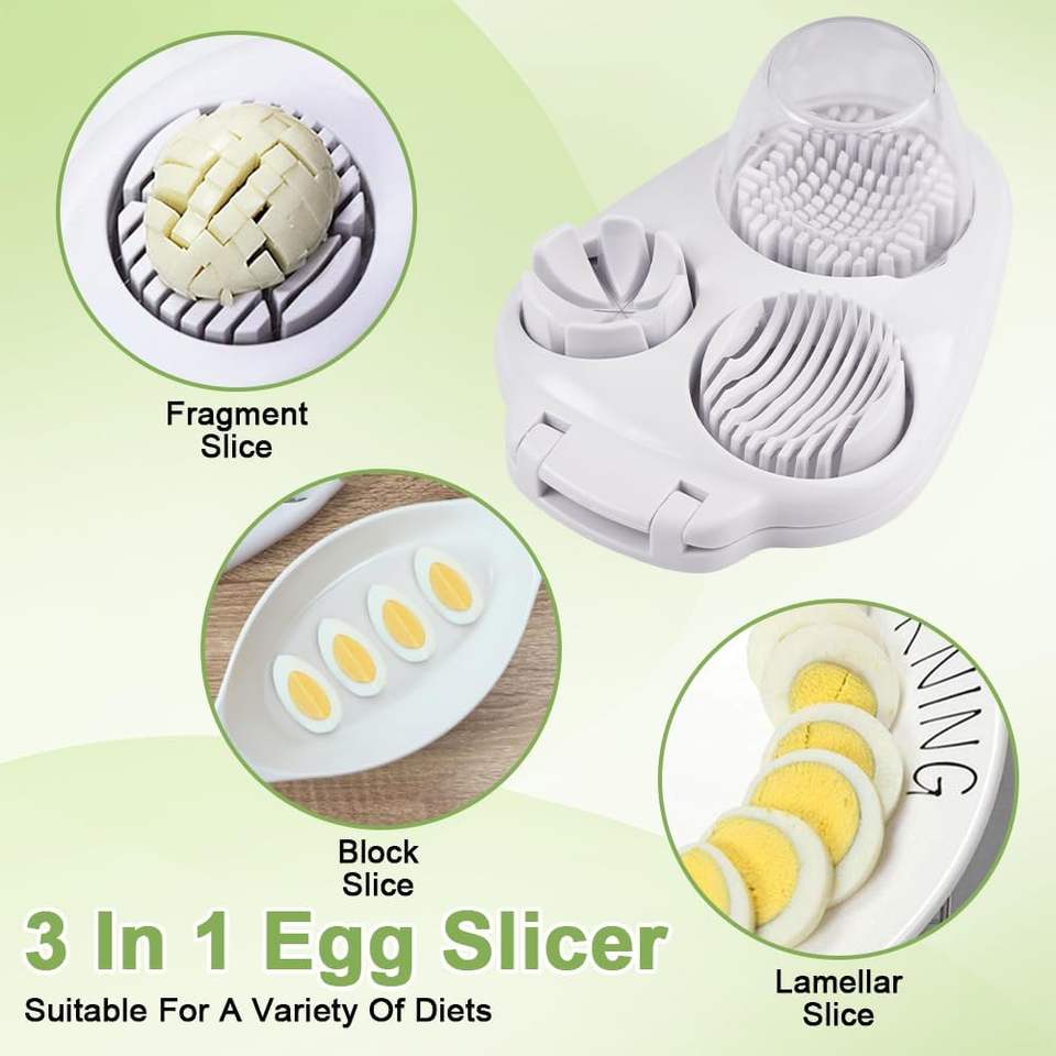 Premium 3-in-1 Stainless Steel and Plastic Egg Slicer with Modern Style