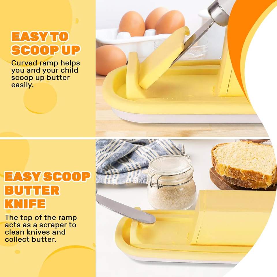 Butter Cheese Box Stainless Steel Knife ABS Fresh Storage for Countertop Fridge Cheese Butter Dish Lid Butter Cutter