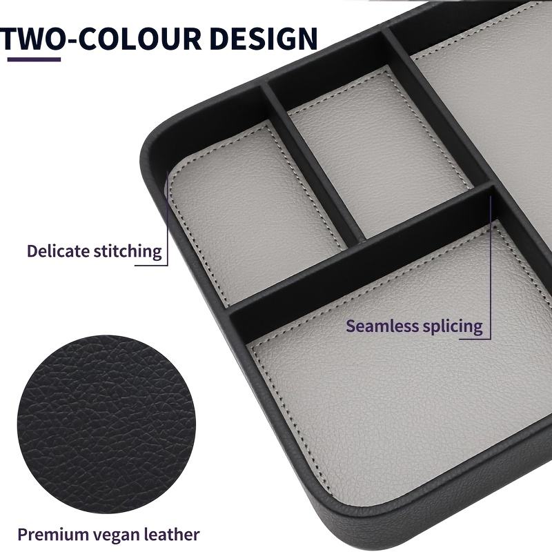 Modern Stylish Leather Valet Tray Nightstand Organizer for Keys Watch Essentials Desk Drawer Storage for Living Room