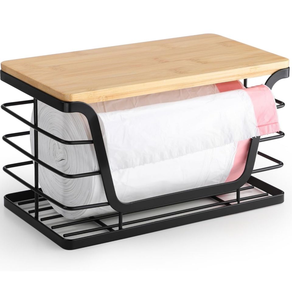 Portable and Stackable Bamboo Top Dog Waste Bag Dispenser Hygienic Wooden Trash Bag Storage Shelf for Large Quantities