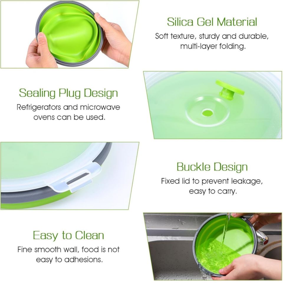 100% Food-Grade Silicone Foldable Bread Box - Round Shape