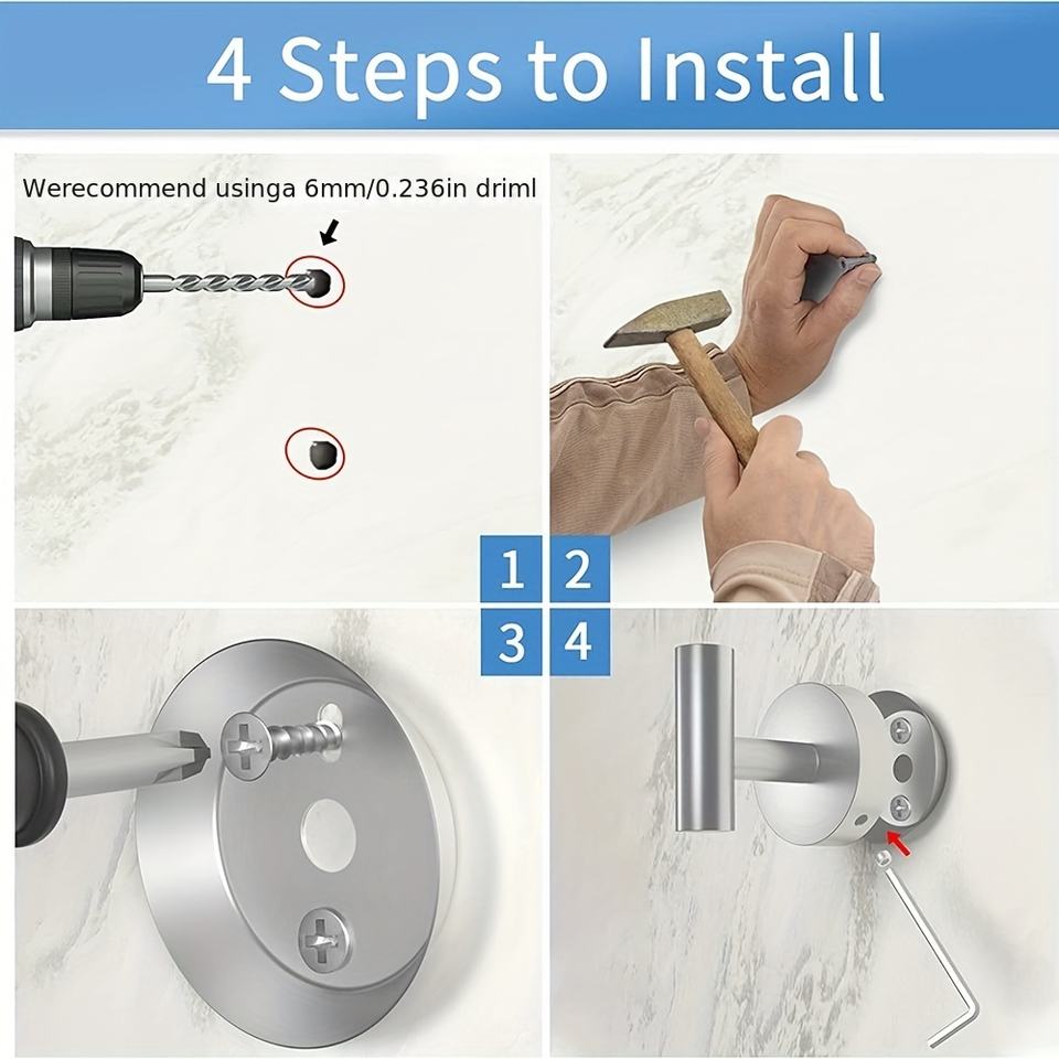 4-Piece Wall Mounted Towel Hooks Set