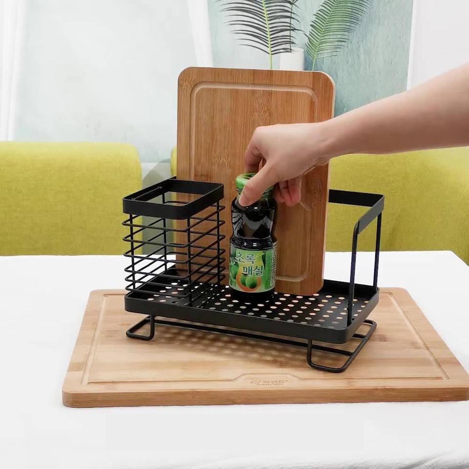 Kitchen Sink Caddy Sponge Holder Organizer 2-in-1 Sinkware Caddy with Drain Tray