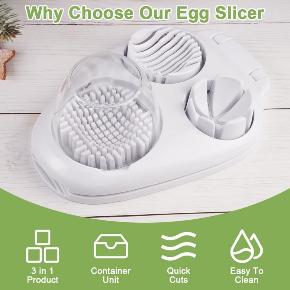 Premium 3-in-1 Stainless Steel and Plastic Egg Slicer with Modern Style