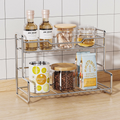 Modern Two-Tier Metal Storage Shelf for Bedroom, Kitchen, and Bathroom