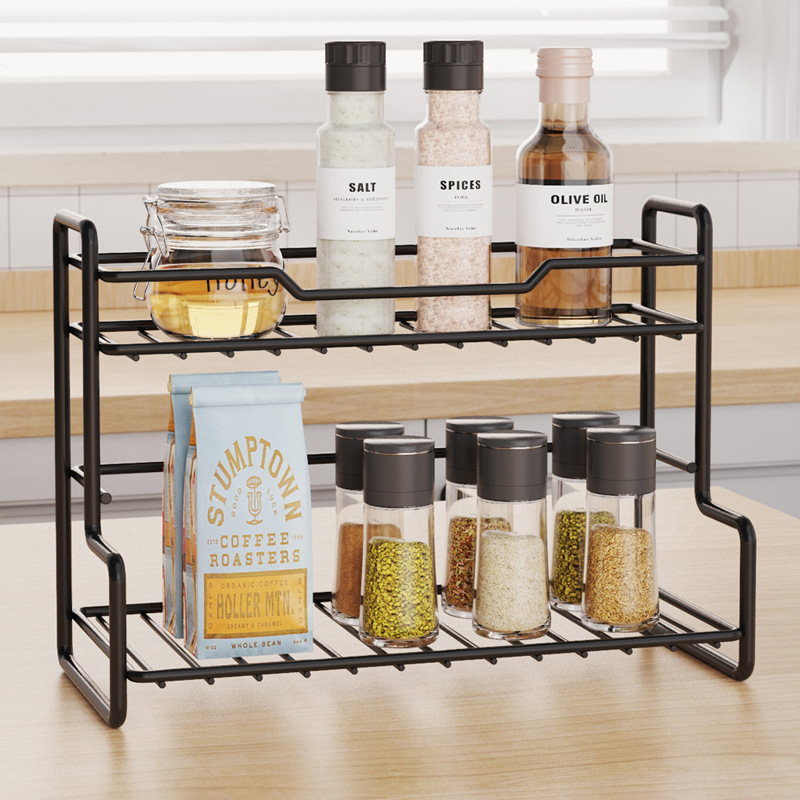 Modern Two-Tier Metal Storage Shelf for Bedroom, Kitchen, and Bathroom