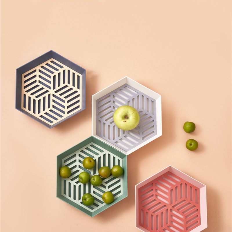 Hexagonal Fruit Tray Snack Candy Chocolate Serving Plate for Home Living Room Tea Table Party Wedding