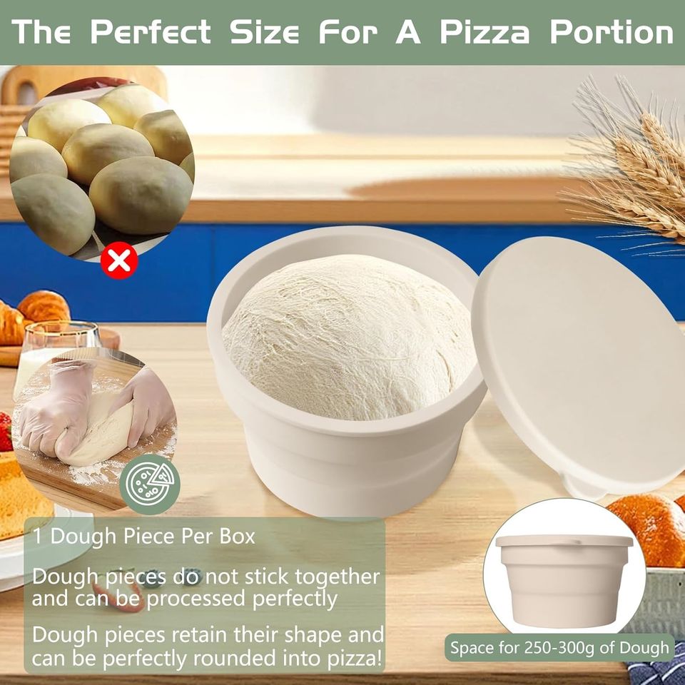 Stackable Silicone Pizza Dough Containers with Folding Lid