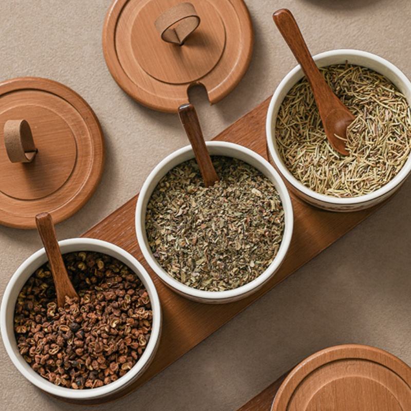 French Style Ceramic Spice Jars Set for Home Kitchen