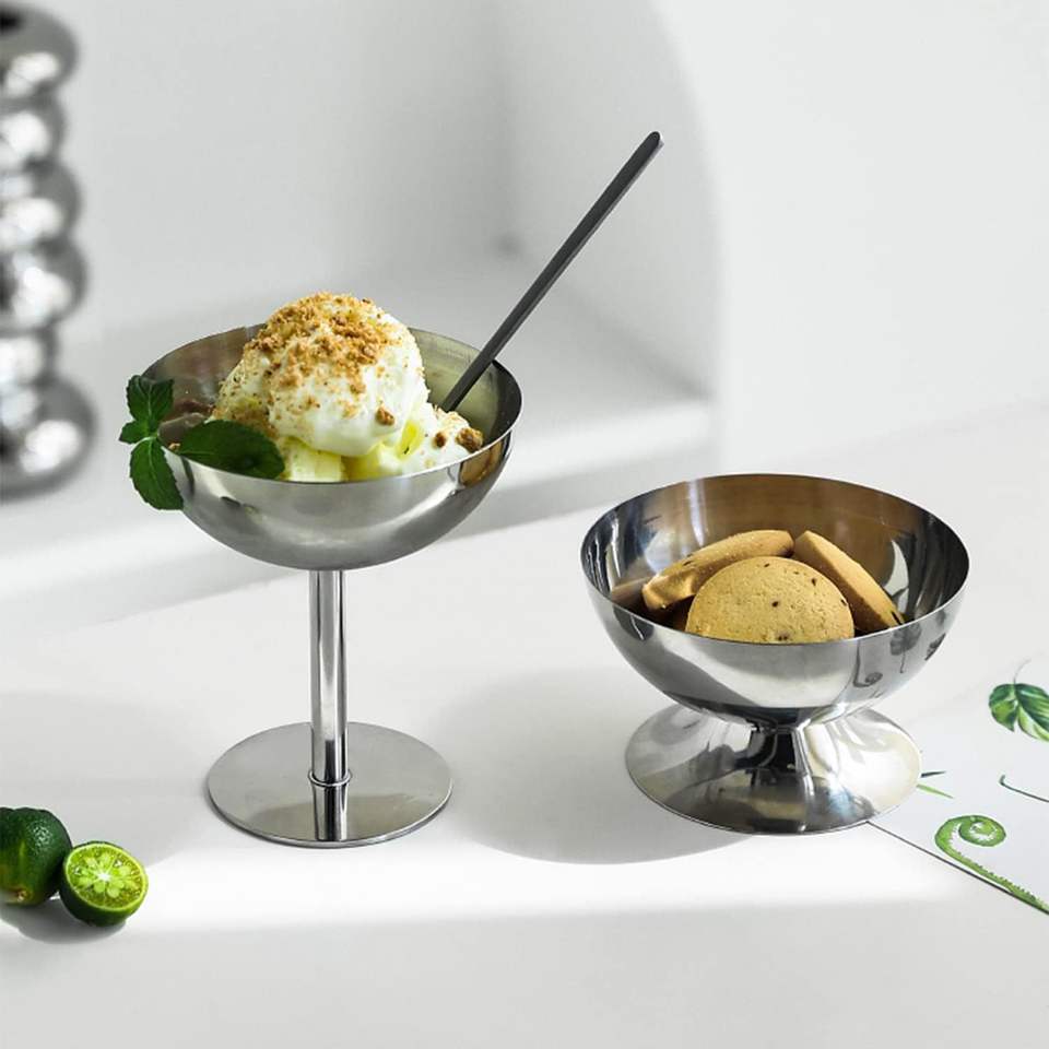 Stainless Steel Dessert Bowls with Sauce Dishes and Mini Yogurt Snack Cups
