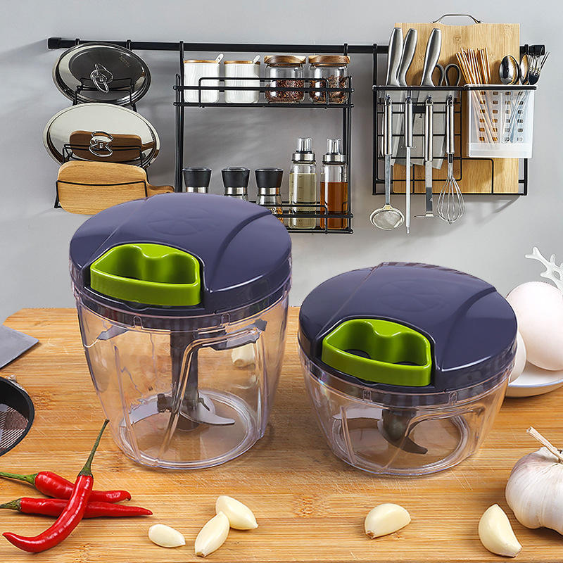 Manual Kitchen Hand Cutter with Sharp Blade Garlic Press Onion Chopper Food Vegetable Mixer