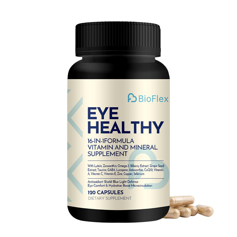 BioFlex OEM 16-in-1 Herbal Formula Zeaxanthin Lutein Blueberry Vitamins Minerals Adult Eye Health Vision Capsules