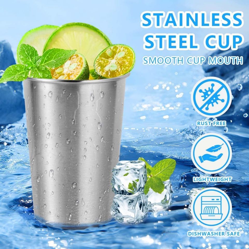 6 oz Stainless Steel Unbreakable Contemporary Design Water and Wine Cup for Parties Restaurants Bars