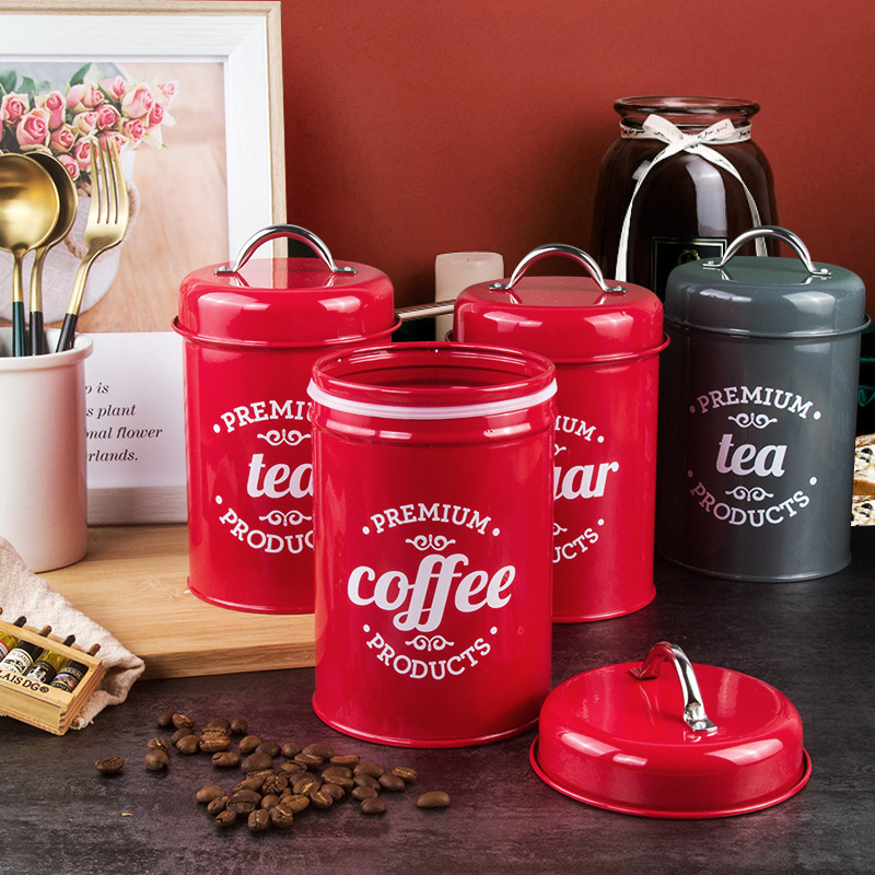 Nordic Style Airtight Metal Storage Container for Coffee Beans, Tea, Nuts, Snacks, and Candy