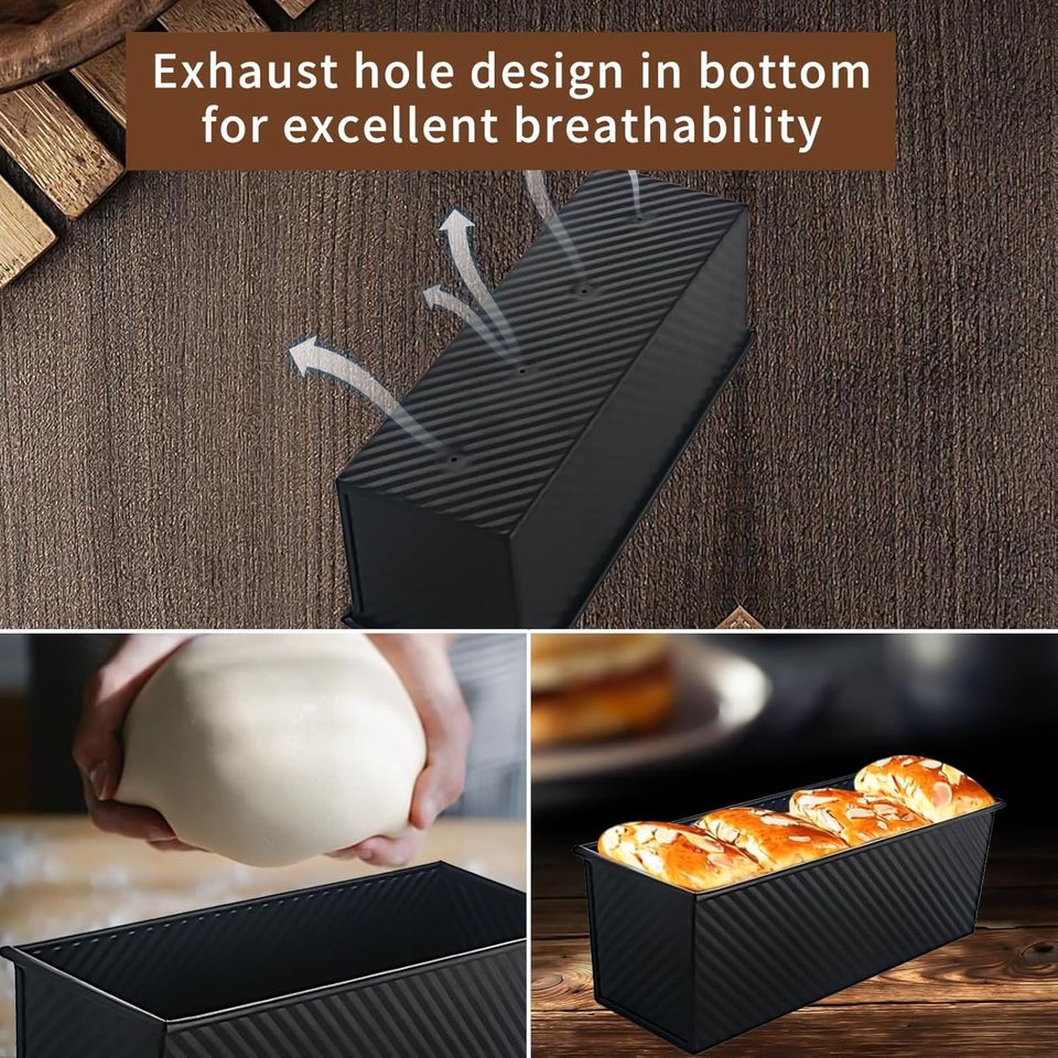 1lb Carbon Steel Loaf Pan with Non-Stick Coating and Lid