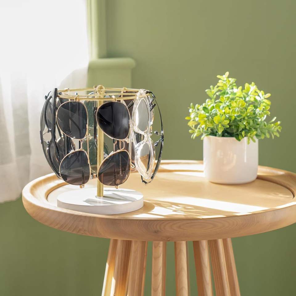 Metal Frame Pine Base Sunglasses Display Shelf Makeup Table