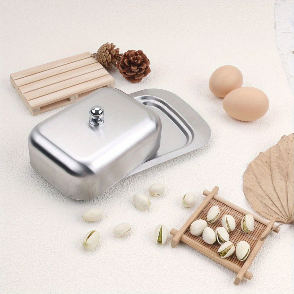 Stainless Steel Eco-Friendly Multifunctional Butter Dish Cheese Storage Container with Lid and Handle for Food Storage