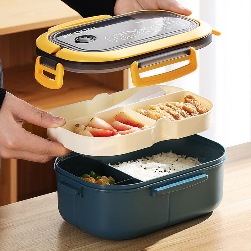2 Tier Lunchbox with Microwavable Function, Ideal for Work or School